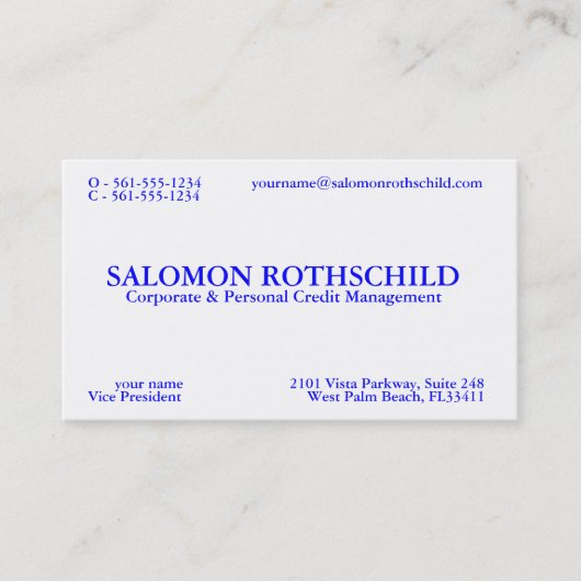 SALOMON ROTHSCHILD VISITENKARTE (Vorderseite)