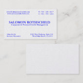 SALOMON ROTHSCHILD VISITENKARTE (Vorne/Hinten)