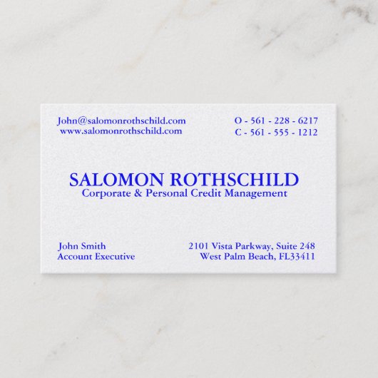 SALOMON ROTHSCHILD VISITENKARTE (Vorderseite)