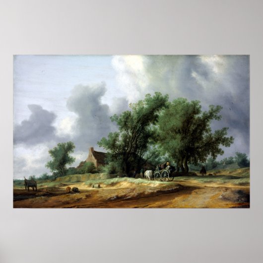 Salomon van Ruysdael Road in den Dünen mit Pass Poster (Vorne)