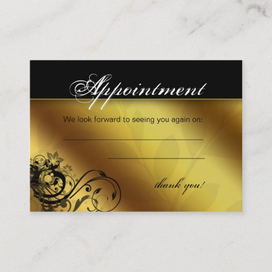 Salon Appointment Card Spa Gold Floral Butterfly Terminkarte (Vorderseite)