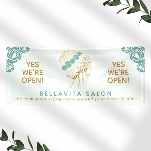 Salon Aquamarin Gold Floral Updo Logo Covid Wieder Banner