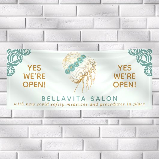 Salon Aquamarin Gold Floral Updo Logo Covid Wieder Banner