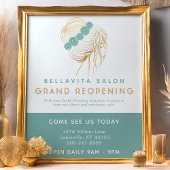 Salon Aquamarin Gold Floral Updo Logo Covid Wieder Flyer