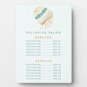 Salon Aquamarin Gold Floral Updo Preis Menü Plaque Fotoplatte (Vorderseite)