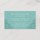 Salon Aquamarin Gold Floral Updo Stylist Covid Saf Visitenkarte (Rückseite)