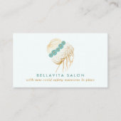 Salon Aquamarin Gold Floral Updo Stylist Covid Saf Visitenkarte (Vorderseite)