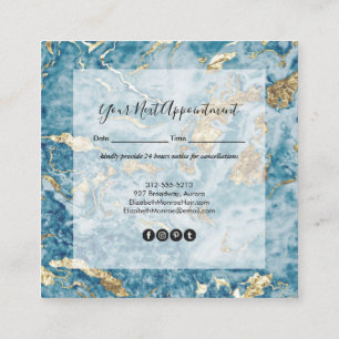 Salon aus Gold und Blauen Marmor Terminkarte