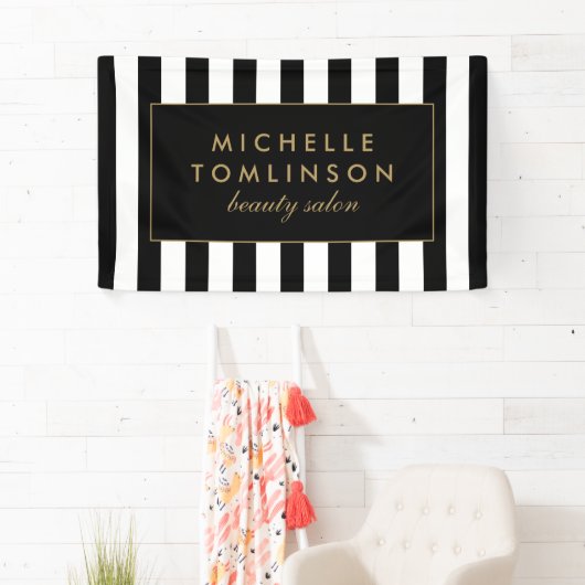 Salon-Banner für Schwarz und Weiß Streifen Banner (Insitu)