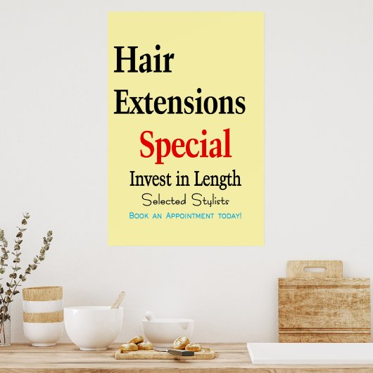 Salon Barbershop Poster Hair Extensions Length (Küche)