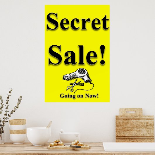 Salon Barbershop Posters Secret Sale Yellow Black Poster (Küche)