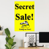 Salon Barbershop Posters Secret Sale Yellow Black Poster (Heimbüro)