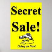 Salon Barbershop Posters Secret Sale Yellow Black Poster (Vorne)