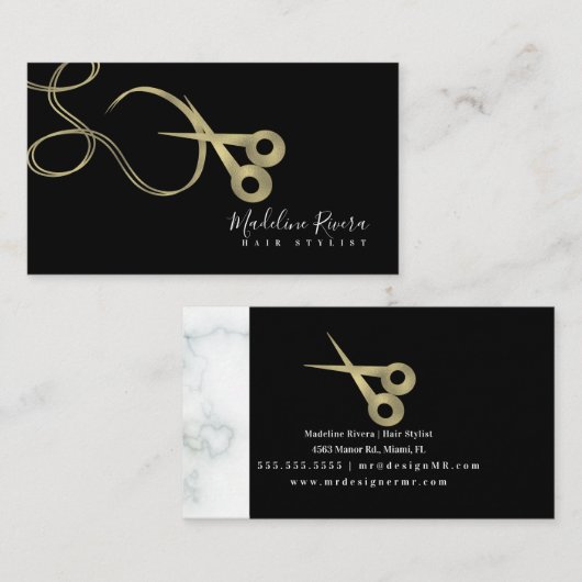 Salon Beauty Schere Imitate Gold Visitenkarte (Vorne/Hinten)