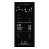 Salon Black & Imitate Gold-Logo Moderne Preisliste Werbekarte (Vorne)