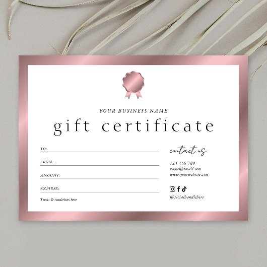 Salon Bronze Rose Gold Effekt Geschenkgutschein