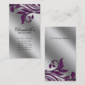 Salon Business Card Elegante Lila Albergo Colmanic Terminkarte (Vorne/Hinten)