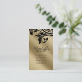 Salon Business Card Elegantes Schwarzes Silber Gol Terminkarte (Stehend Vorderseite)