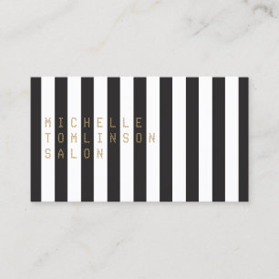 Salon Business Card Schwarz/Weiß Streifen Visitenkarte