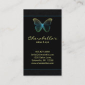 Salon Business Card Spa Butterfly Blue Yellow Visitenkarte (Rückseite)