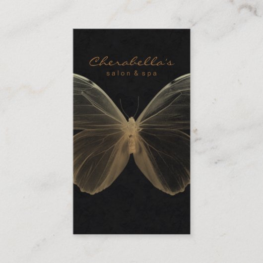 Salon Business Card Spa Butterfly Gold Visitenkarte (Vorderseite)