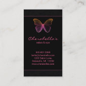 Salon Business Card Spa Butterfly Pink Orange Visitenkarte (Rückseite)