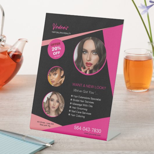 Salon Business Custom Pedestal Sign Sockelschild (In Situ)