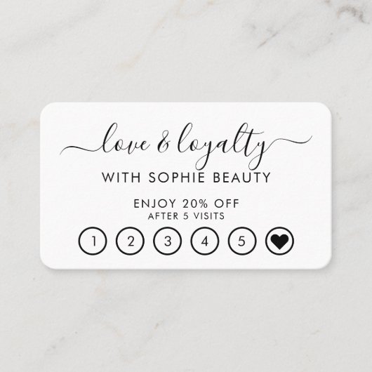 Salon Business Modern Monogram Script Loyalty Card Treuekarte (Vorderseite)