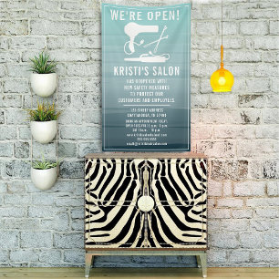 Salon Business Wir sind geöffnet Teal Ombre Banner