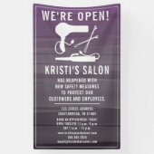 Salon Business Wir sind offen Lila Ombre Banner (Vertikal)