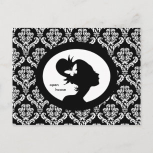 Salon Card Butterfly Silhouette Einladungspostkarte