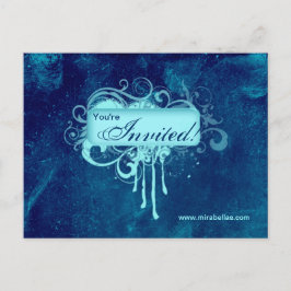 Salon Concrete Grunge Blue Denim Einladungspostkarte