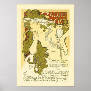 SALON DES CENT 20. Ausstellung 1896 Alphonse Mucha Poster