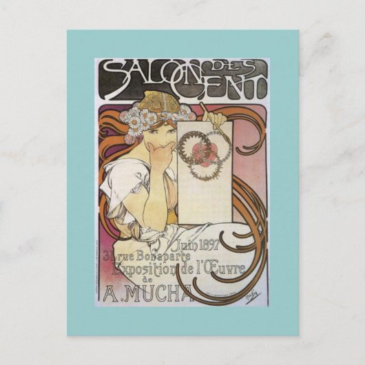 Salon des Cent. ~ Alphonse Mucha Postkarte (Vorderseite)