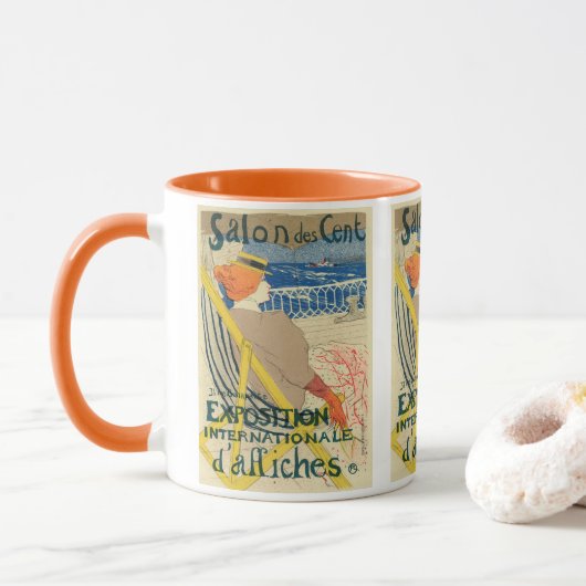 Salon des Cents by Toulouse Lautrec, Art Nouveau Tasse (Mit Donut)