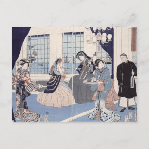 Salon eines Hauses ausländischer Händler bei Postkarte