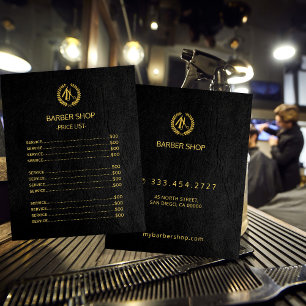 Salon elegante moderne schwarze Preisliste Menü