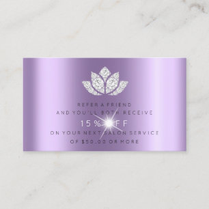 Salon-Empfehlungs-Karten-lila Lavendel funkelnd Empfehlungskarte