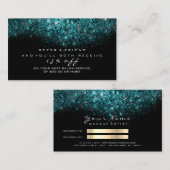 Salon Empfehlungskarte Glitzer Gold Aquamarin Ocea (Vorne/Hinten)