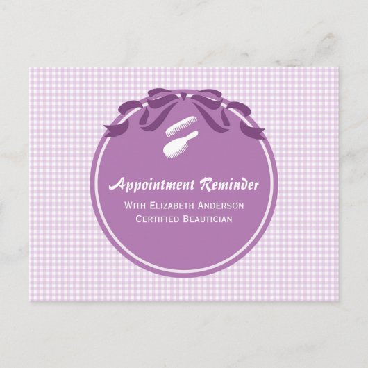 Salon Ernennung Erinnerung Niedlich Land Lila Bow Postkarte (Vorderseite)