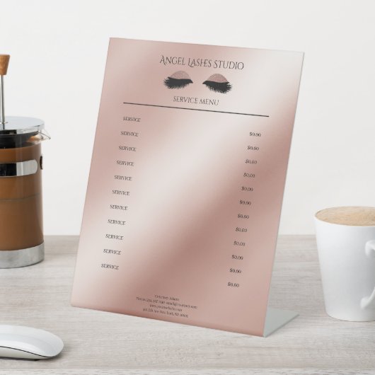 Salon Eye Lashes Extension Rosegold Sockelschild (In SItu)