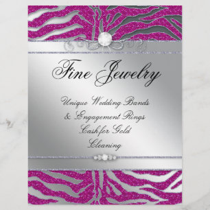 Salon Flyer Juwelier Haar Nail Zebra Glitzer Pink