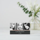 Salon Foto Card Moderne Rose Gold Schwarz Visitenkarte (Stehend Vorderseite)