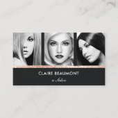 Salon Foto Card Moderne Rose Gold Schwarz Visitenkarte (Vorderseite)