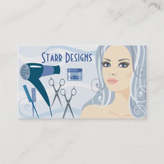 Salon Friseur Female & Tools Business Card Visitenkarte (Vorderseite)