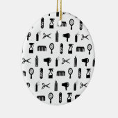 Salon & Friseur Muster CUSTOM BG FARBE Keramik Ornament (Rechts)