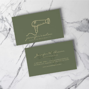 Salon-Friseur-Stylist in Salbeigrün Gold Visitenkarte