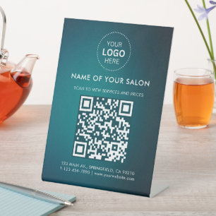Salon-Geschäfts-QR-Code und Logo Sockelschild
