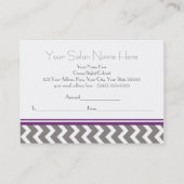 Salon-Geschenk-Zertifikat-lila graues Zickzack Rabattkarte (Rückseite)