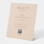 Salon-Geschenkgutschein-Promo-Podest mit QR-Code Sockelschild (Vorderseite)